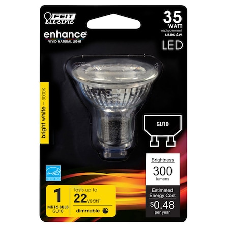 Feit Electric Feit Enhance MR16 GU10 LED Bulb Bright White 35 Watt Equivalence 1 pk BPMR16GU10930CA